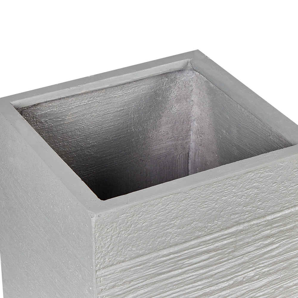 Vaso per fiori da giardino alto in argilla 40x40x77 cm resistente ai raggi UV grigio chiaro