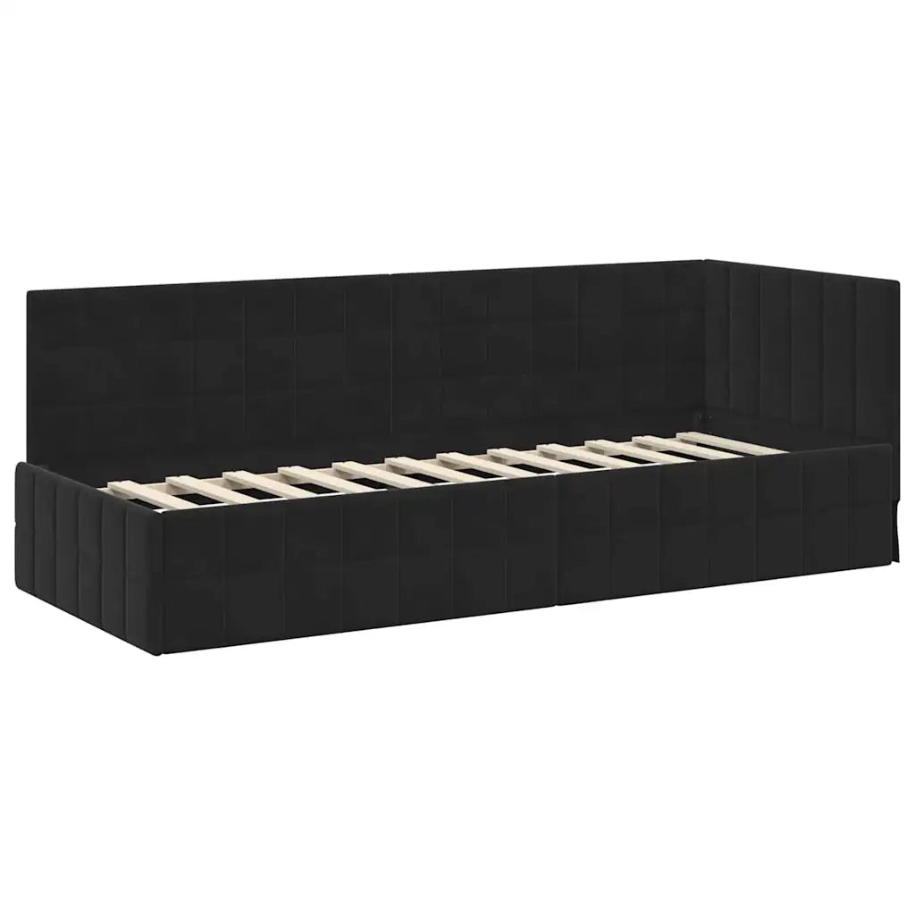 Struttura Letto Angolare con Materasso 2 pz-Giroletto con materasso Nero Velluto 203509