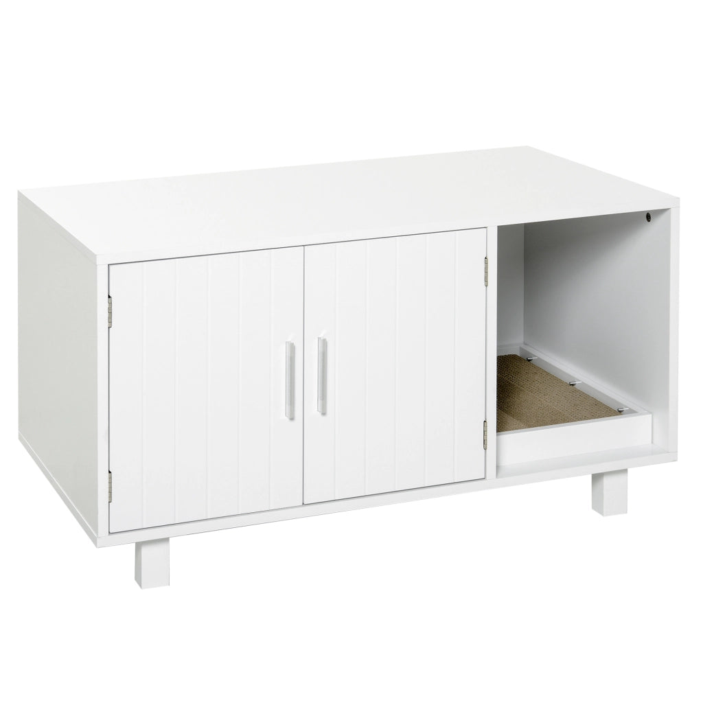 Tavolino da caff¨¨ per gatti ¨C zephmum ¨C 50.5x91x52 cm, bianco, MDF, con grattatoio