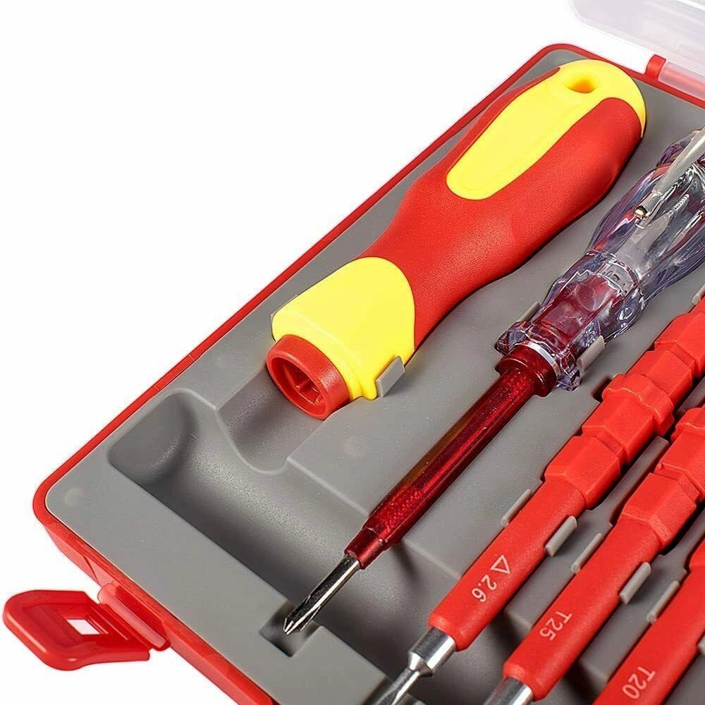 Trade Shop - Kit 26 Pz Cacciaviti Giraviti Per Elettricista Modulari Con Cercafase A.3017 -