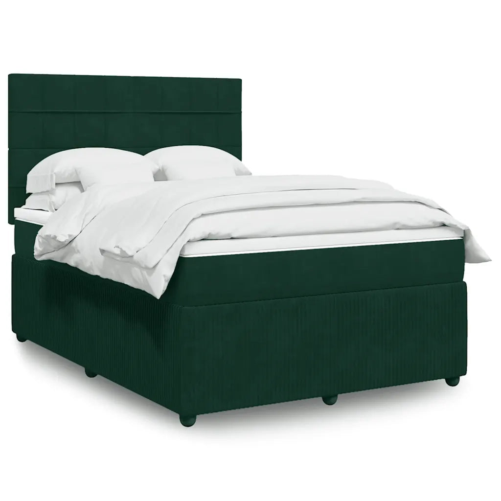 Giroletto a Molle con Materasso Verde Scuro 140x200 cm Velluto