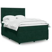 Giroletto a Molle con Materasso Verde Scuro 140x200 cm Velluto