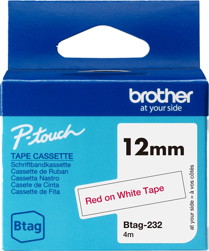Brother BTAG-232 nastro per etichettatrice Rosso su bianco