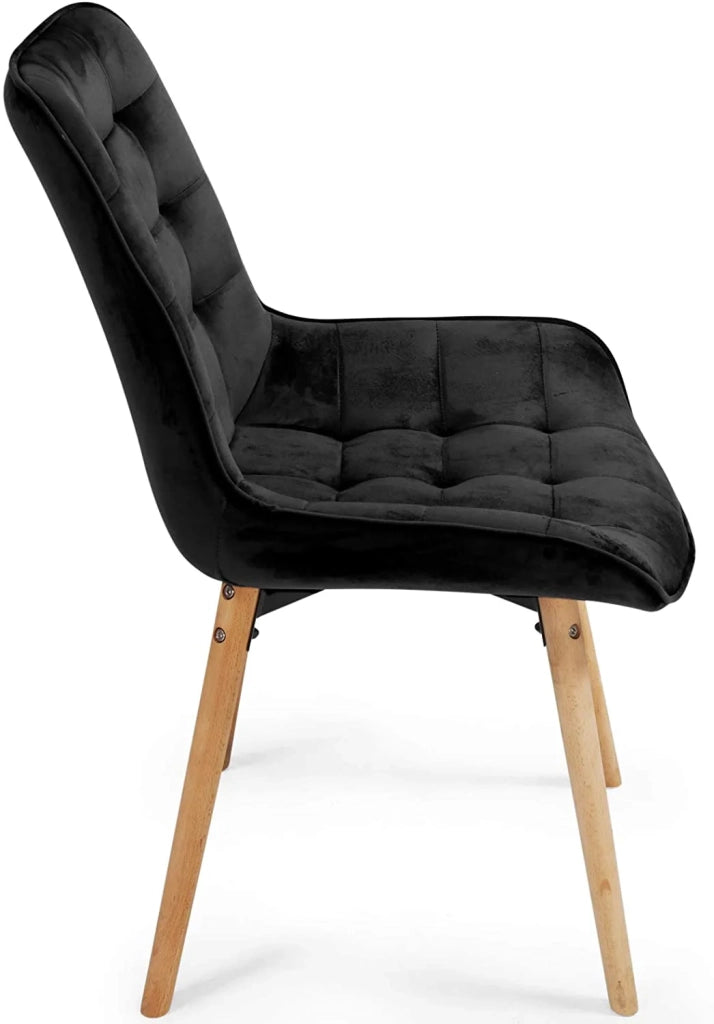Set di 6 sedie per soggiorno e sala da pranzo con gambe in legno e velluto nero 01_0000731
