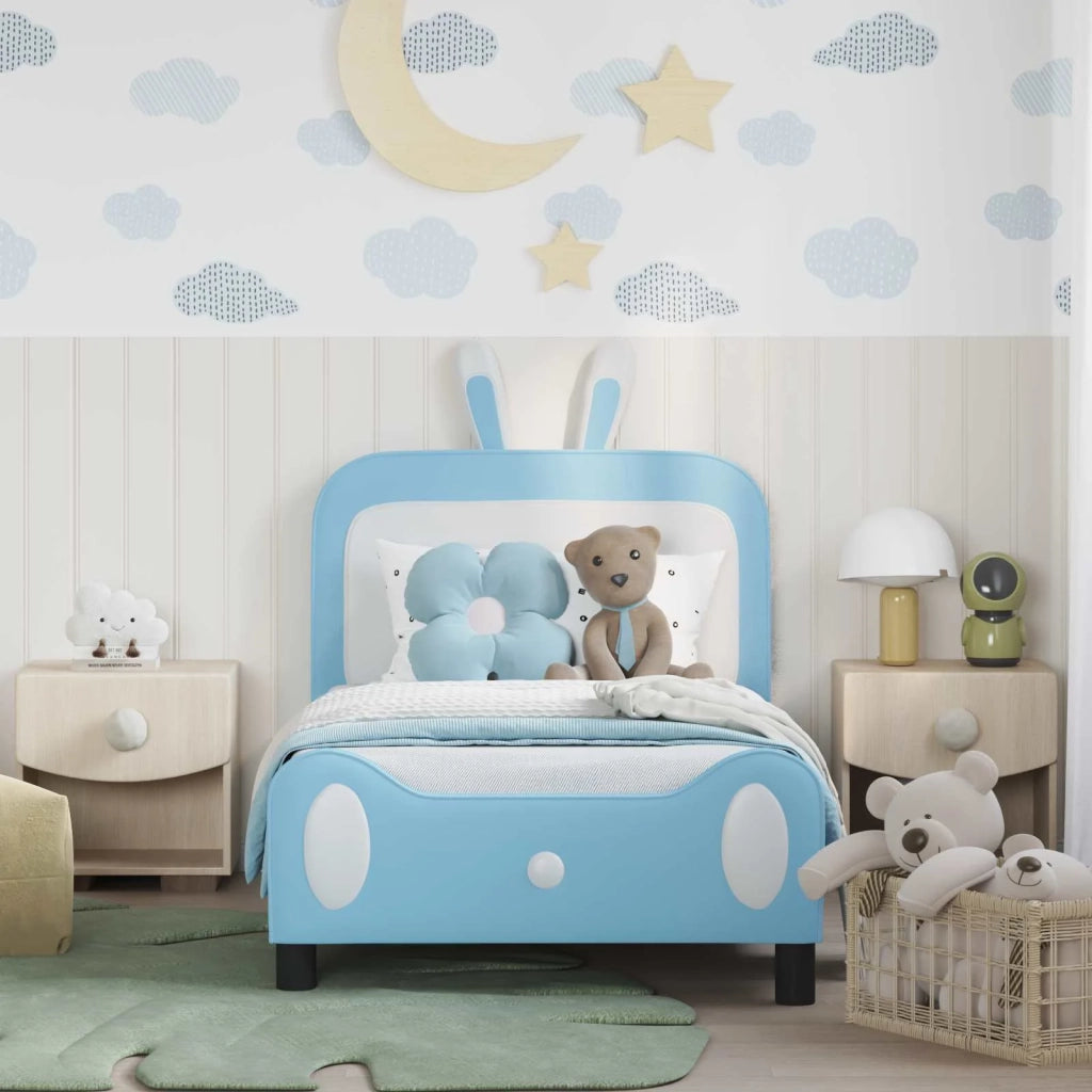 Struttura letto bambini con testata Blu 80 x 160 cm PU