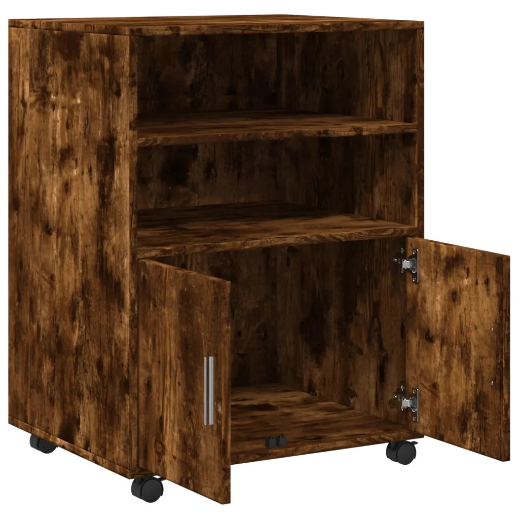 Armadietto con Ruote Rovere Fumo 60x48x81 cm in Truciolato