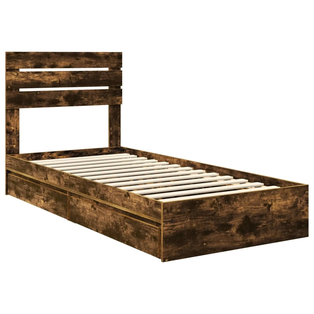 Letto con Contenitore Rovere fumé 90 x 190 cm Legno multistrato