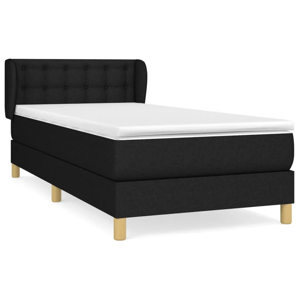 Giroletto a Molle con Materasso-Struttura Letto Nero 100x200 cm in Tessuto 605729