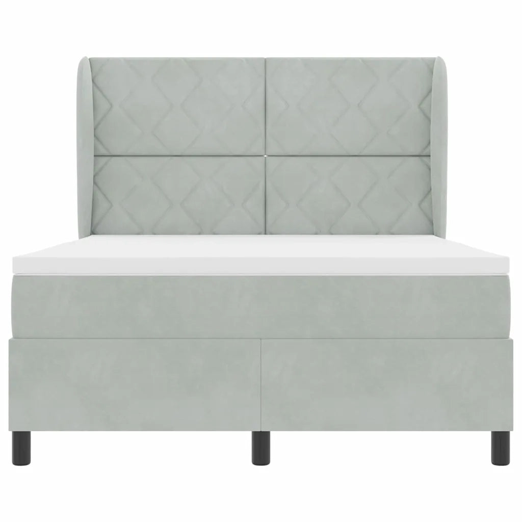Letto a molle con materasso Grigio chiaro 190 x 140 cm Velluto 3340976