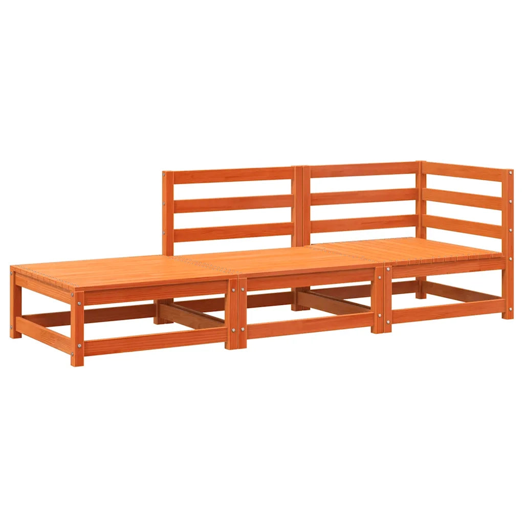 Divano Giardino con Poggiapiedi 2 Posti Marrone Cera Legno Pino 837974