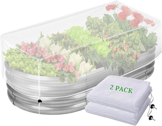 Set di 2 Reti per Giardino 130x60 cm – Seta Ultrafina – Corda in Acciaio – Protezione contro Uccelli e Animali per Vasi Elevati