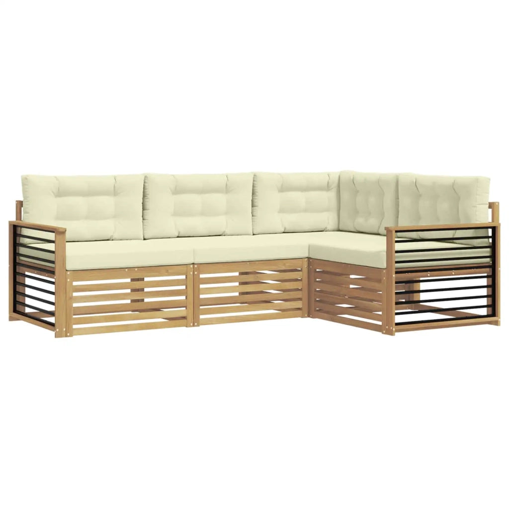 Set di divani da esterno 5 pcs Bianco e Crema Poliestere