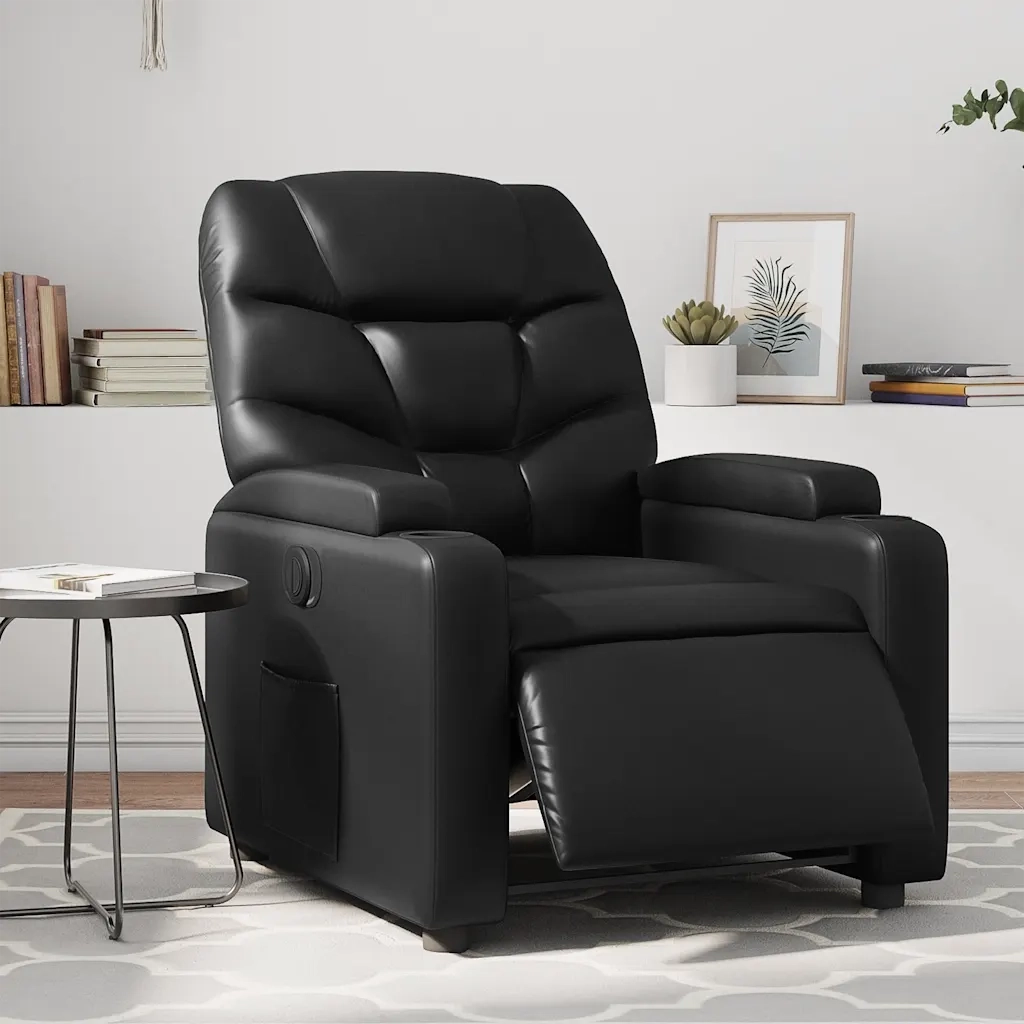 Divano Sedia-Poltrona Reclinabile Elettrica Nera in Similpelle 852530