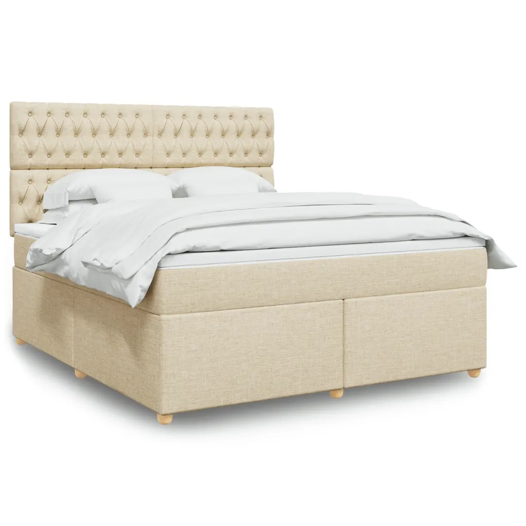 vidaXL Giroletto a Molle con Materasso Crema 180x200 cm in Tessuto