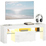 Mobile TV con illuminazione LED, ripiani in vetro temperato, bianco ¨C zephmum ¨C 120x34x45