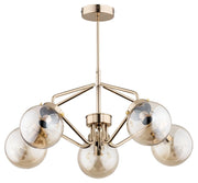 Alfa Barsum plafoniera ottone/oro vetro 5xE14 40W dimmerabile
