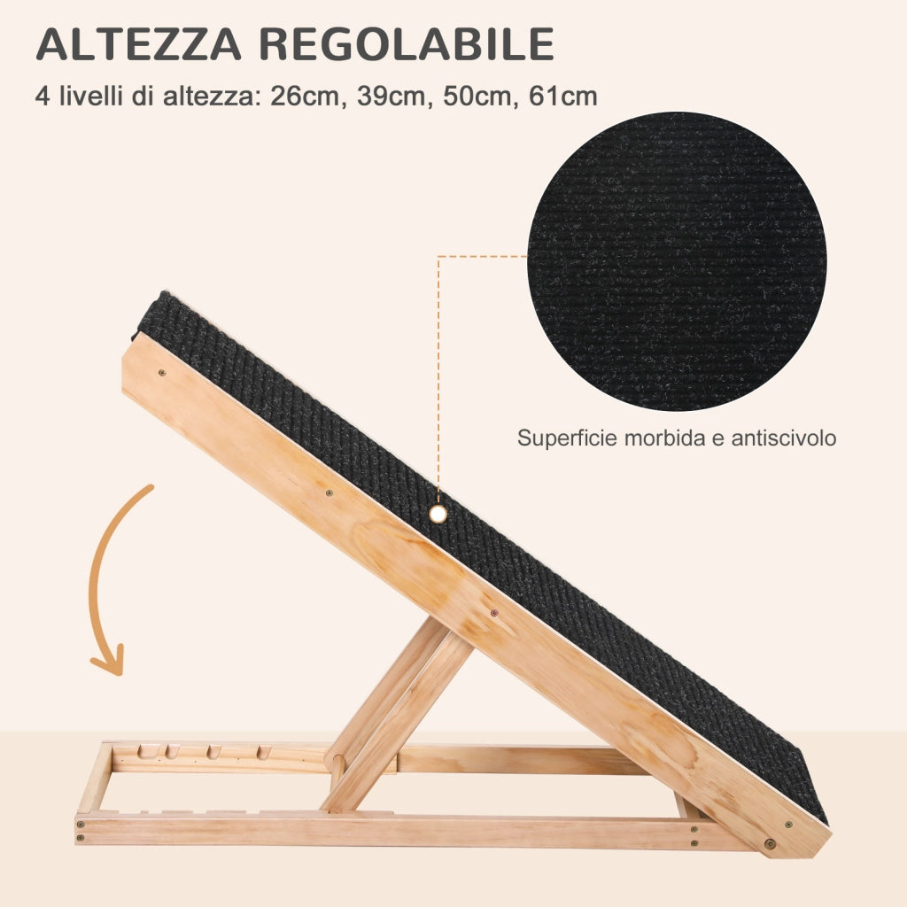Easycomfort Rampa per Cane, Scaletta per Cani, Rampa per Gatti e Animali Domestici Fino 75kg Pieghevole Antiscivolo e Regolabile