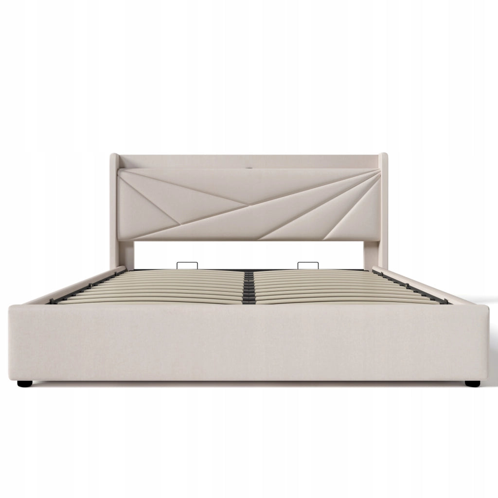 Letto con contenitore - Xylo - 160x200cm - USB-C - Sollevamento idraulico