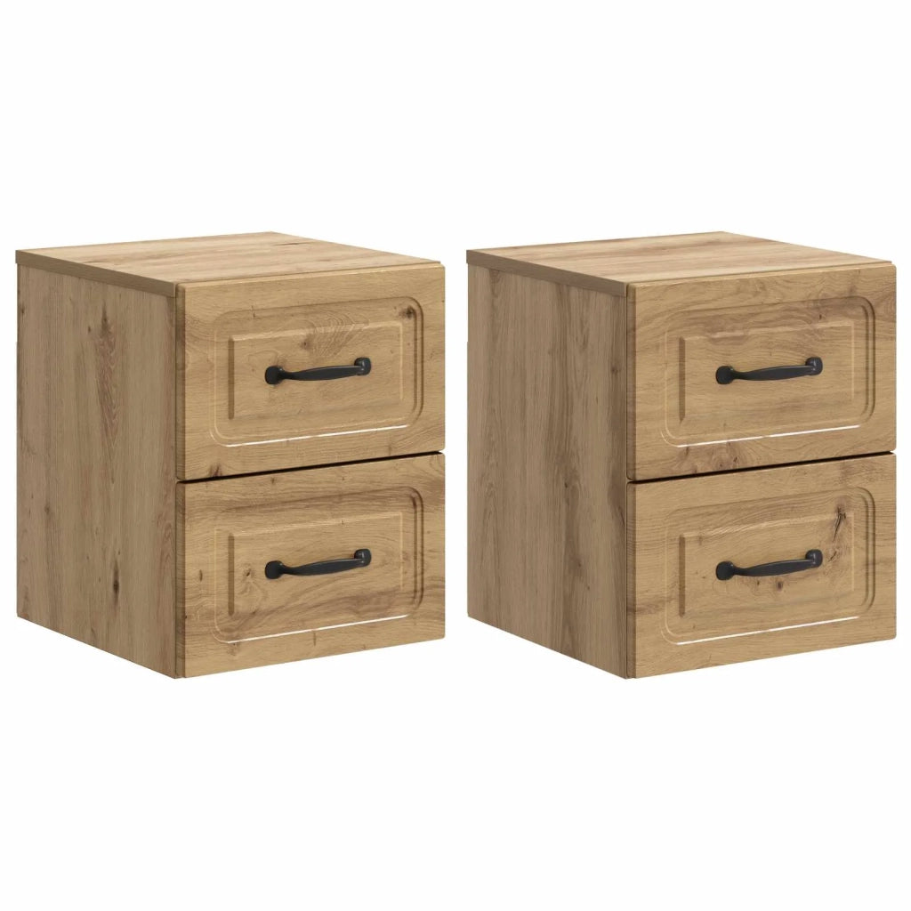 Mobiletto da notte a muro con cassetto 2 pcs Rovere Artigianale 899334
