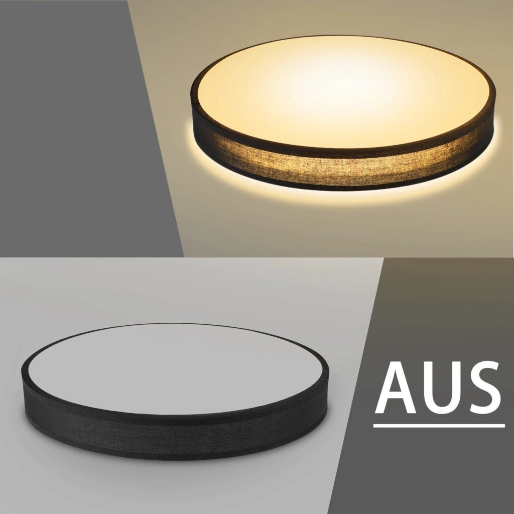 ZMH Lampada da soffitto plafoniera LED moderna paralume rotondo tessuto 30cm