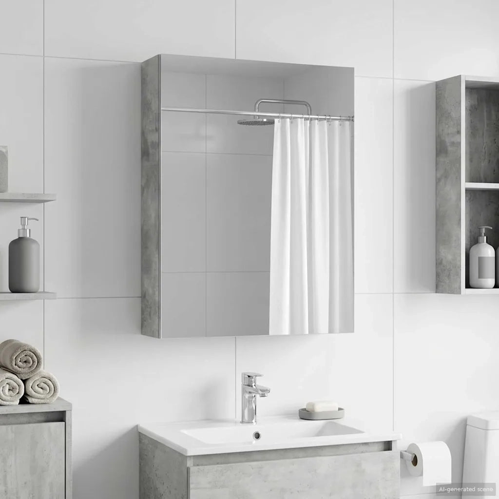 Mobiletto per specchio da bagno con lo scaffale Grigio cemento 889042