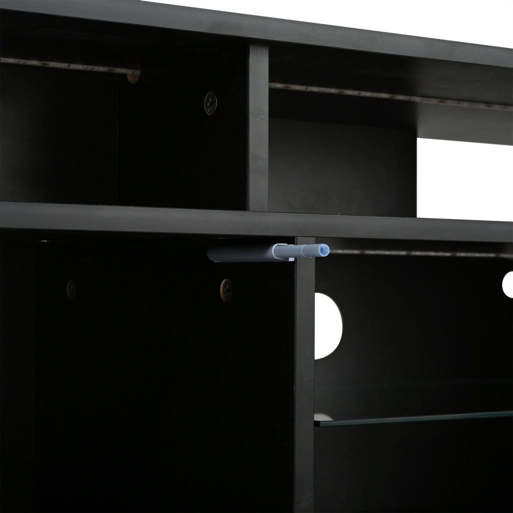 Mobile TV LED con 2 armadi; 8 vani e ripiani in vetro temperato per soggiorno; 160 × 40 × 45 cm