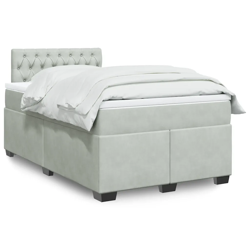 Giroletto a Molle con Materasso Grigio Chiaro 120x190cm Velluto 3288564