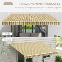 Tenda da Sole per Esterno Avvolgibile a Bracci con Apertura a Manovella, 350x250 cm, Giallo