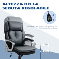 Poltrona da Ufficio Ergonomica con Poggiatesta, Altezza Regolabile e Dondolo, Sedia Girevole con Ruote, 68x76x117-125cm, Nero
