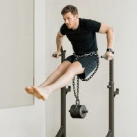 Supporto per Bilanciere con Altezza e Larghezza Regolabili in Acciaio, 77-122x73x121-171cm, Nero e Rosso