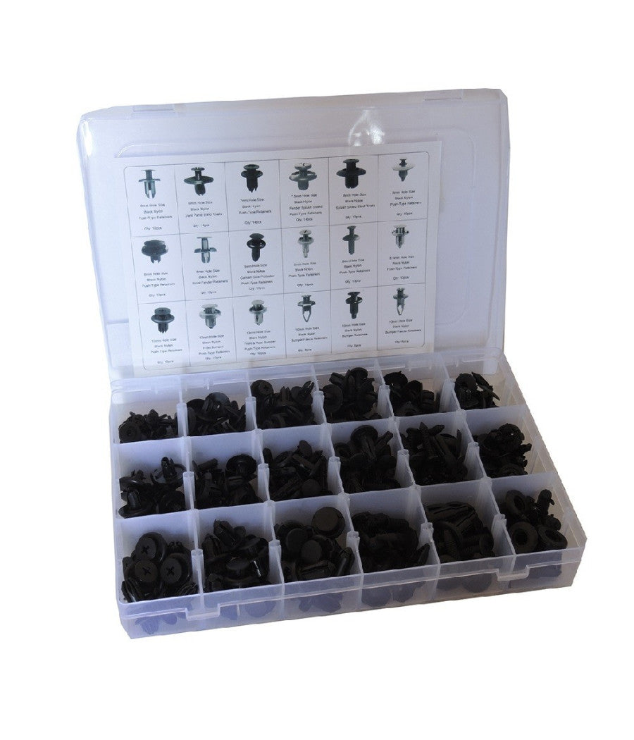 190 Pz Plastica Trim Clip Rivetti Clip Kit Fermi Di Spinta Auto Paraurti Porta         