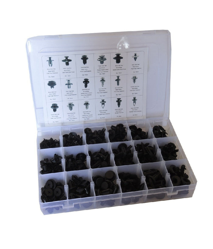 190 Pz Plastica Trim Clip Rivetti Clip Kit Fermi Di Spinta Auto Paraurti Porta         