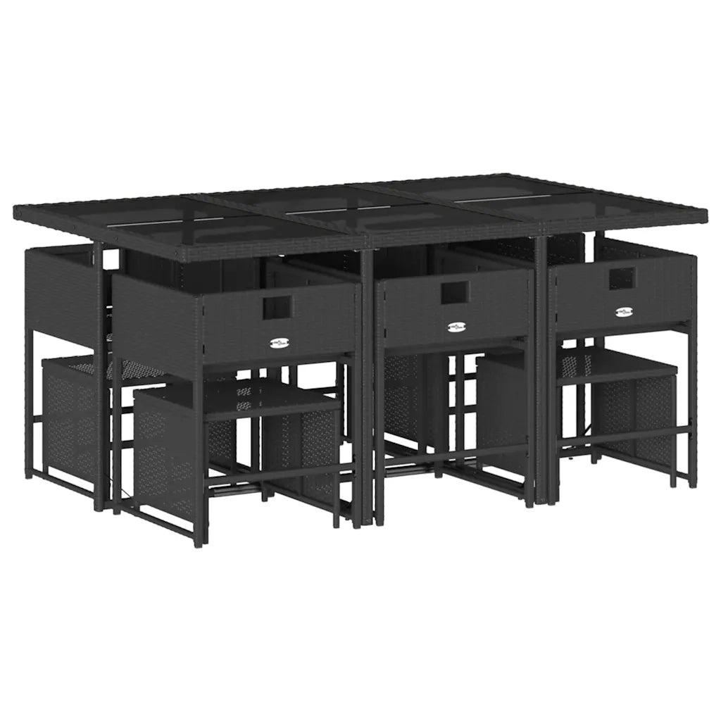 Set da Pranzo da Giardino 11 pz con Cuscini in Polyrattan Nero 3278093