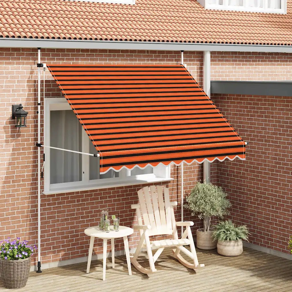 Tenda da Sole | Tenda parasole Retrattile Manuale 250 cm Arancione e Marrone
