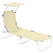 Chaise Longue Pieghevole con Pare-Soleil Regolabile ¨C zephmum ¨C Grigio Polyrattan 100x60x80