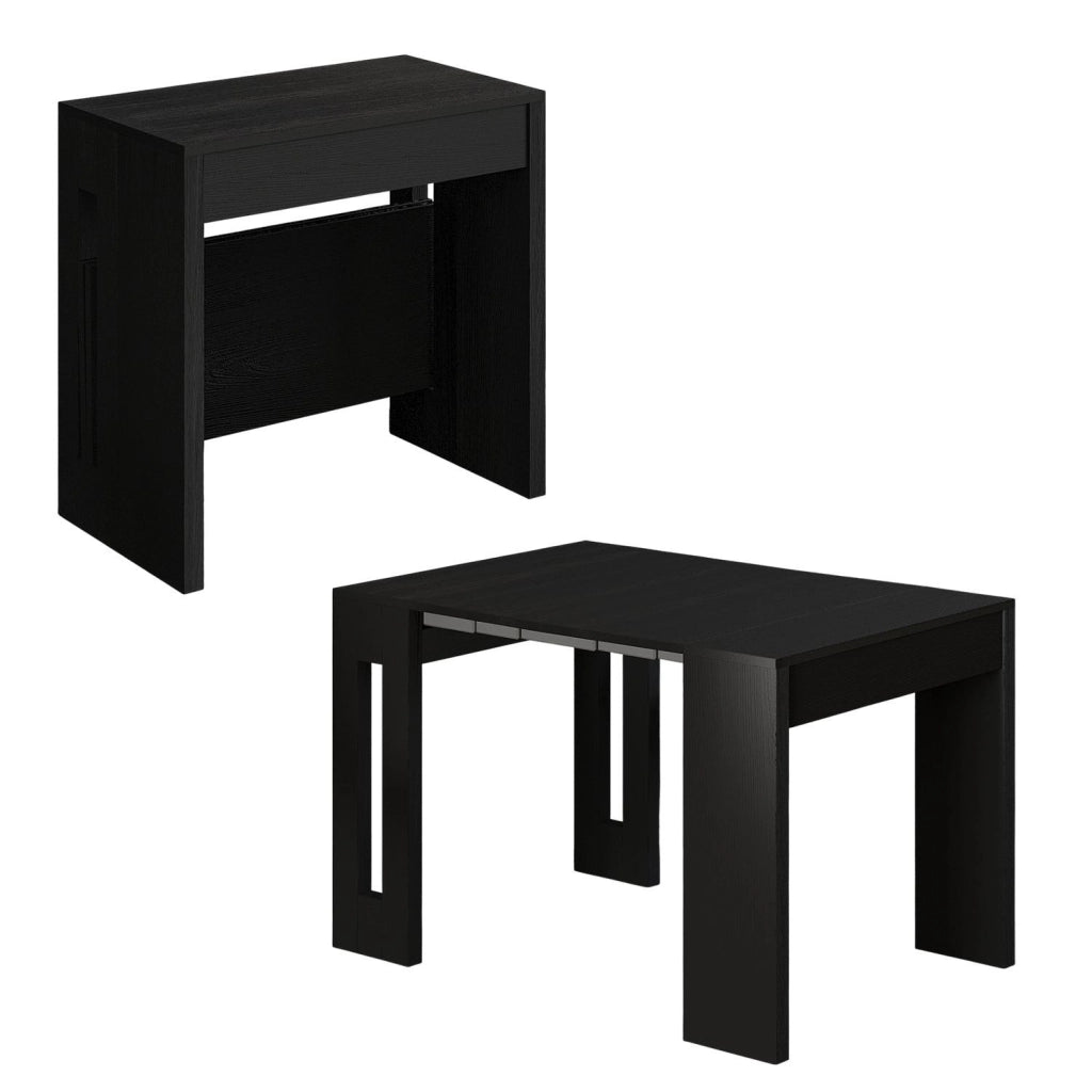 Tavolo da pranzo allungabile in legno "Nivo" - 80 x 44 x 76 cm - Nero