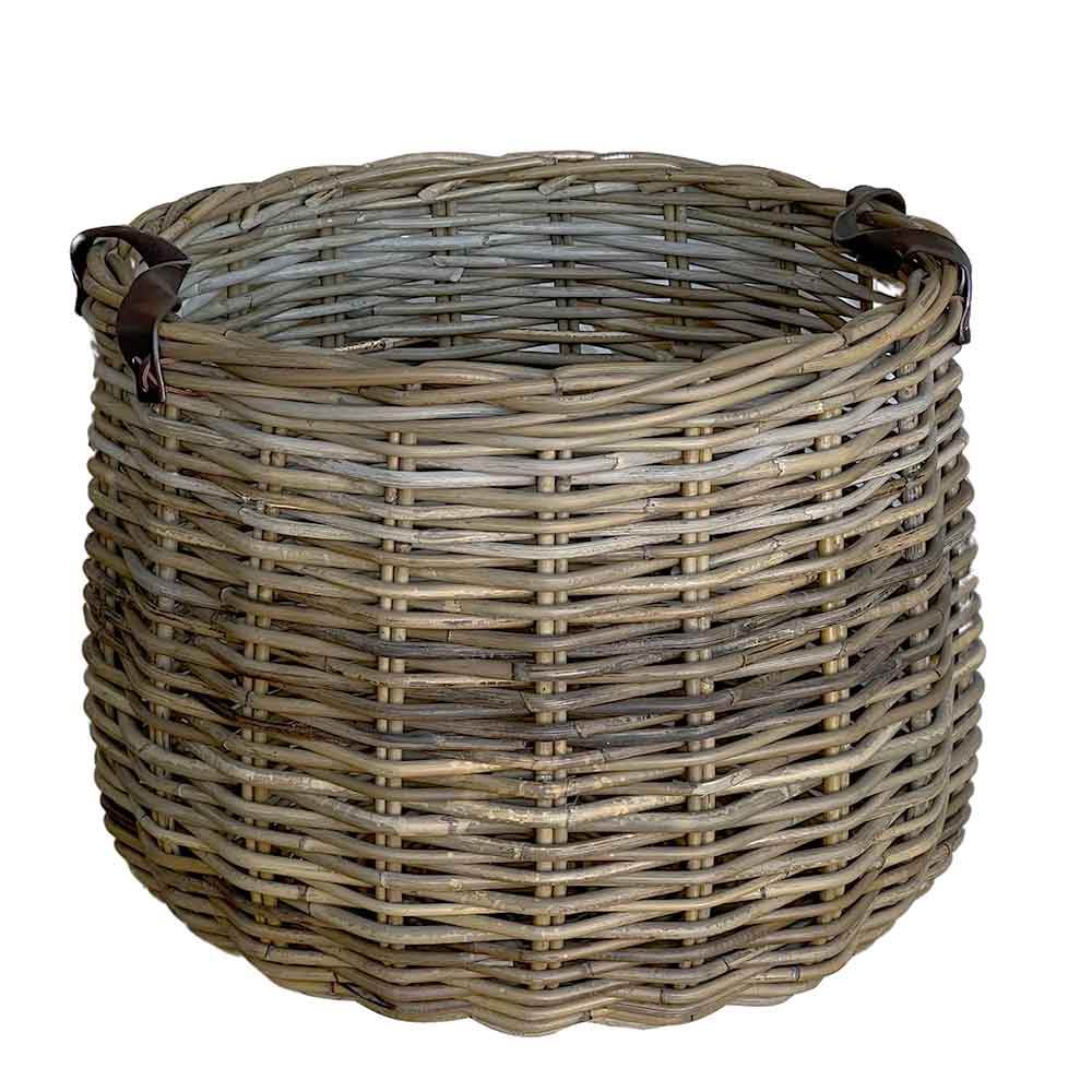 Cesto contenitore in legno KABU rattan con manici cm 40 x cm 30