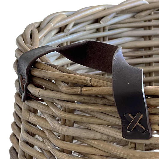 Cesto contenitore in legno KABU rattan con manici cm 40 x cm 30