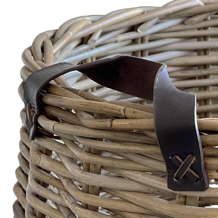 Cesto contenitore in legno KABU rattan con manici cm 40 x cm 30