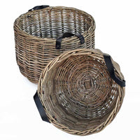 Cesto contenitore in legno KABU rattan con manici cm 40 x cm 30