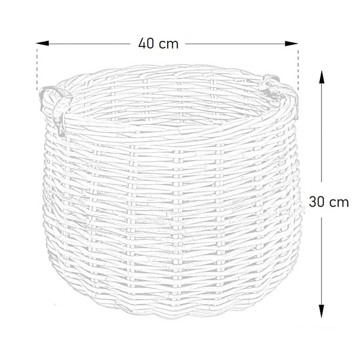 Cesto contenitore in legno KABU rattan con manici cm 40 x cm 30