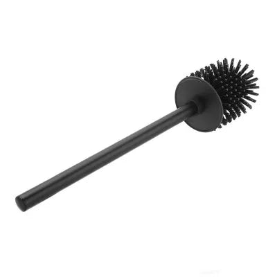 Scopino di ricambio per wc con setole in silicone e manico nero in acciaio