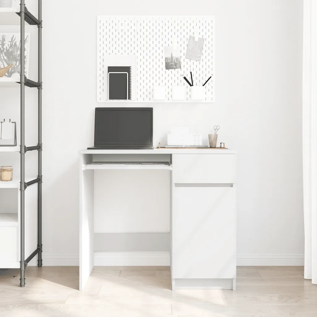 Scrivania | Tavolo da Ufficio Bianca 86x49x76 cm in Legno Multistrato
