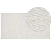 Tappeto in lana bianco sporco con viscosa 80 x 150 cm rettangolare intrecciato a mano Boho