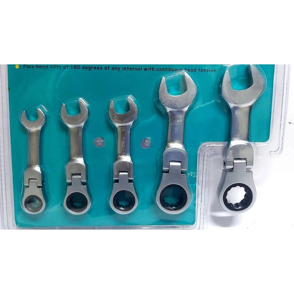 Trade Shop - Chiavi Combinate A Cricchetto Nane Set Da 5 Pezzi 10 12 13 17 19 Mm Art. 04384 -