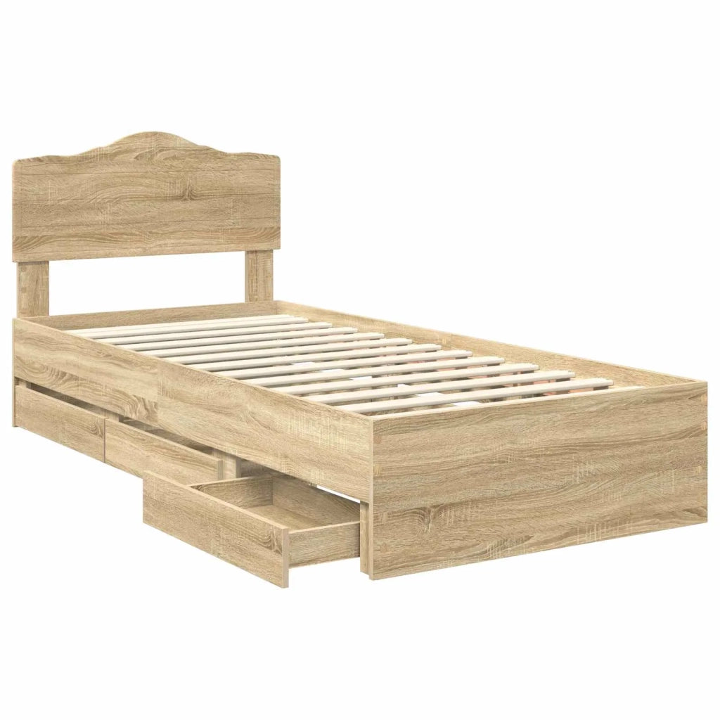 Struttura del letto con cassetto Rovere Sonoma 90 x 200 cm 3413042
