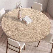 Tappeto di tavolo con bordo elastico, rotondo, pieghevole 3D stampato, lavabile per interni ed esterni, lavabile, per cucina, sala da pranzo, tavoli da picnic, 100 cm, rattan.