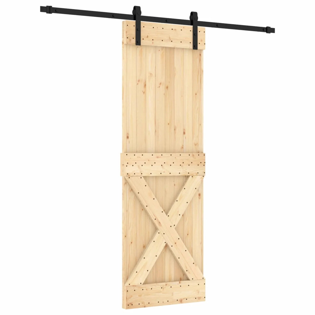 Porta scorrevole Naturale e Nero 70 x 210 cm 3444923
