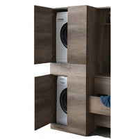 Mobile Lavanderia a Colonna per Lavatrice o Asciugatrice con Asse da Stiro e Ante 70x70x192A cm in Nobilitato Unika