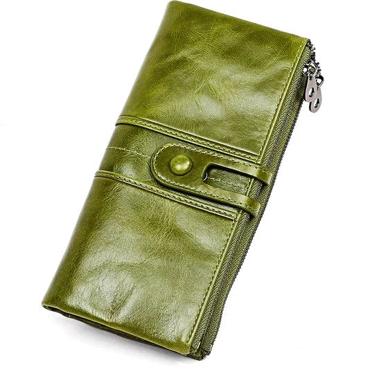 Portafoglio con riconoscimento RFID, verde, classico.